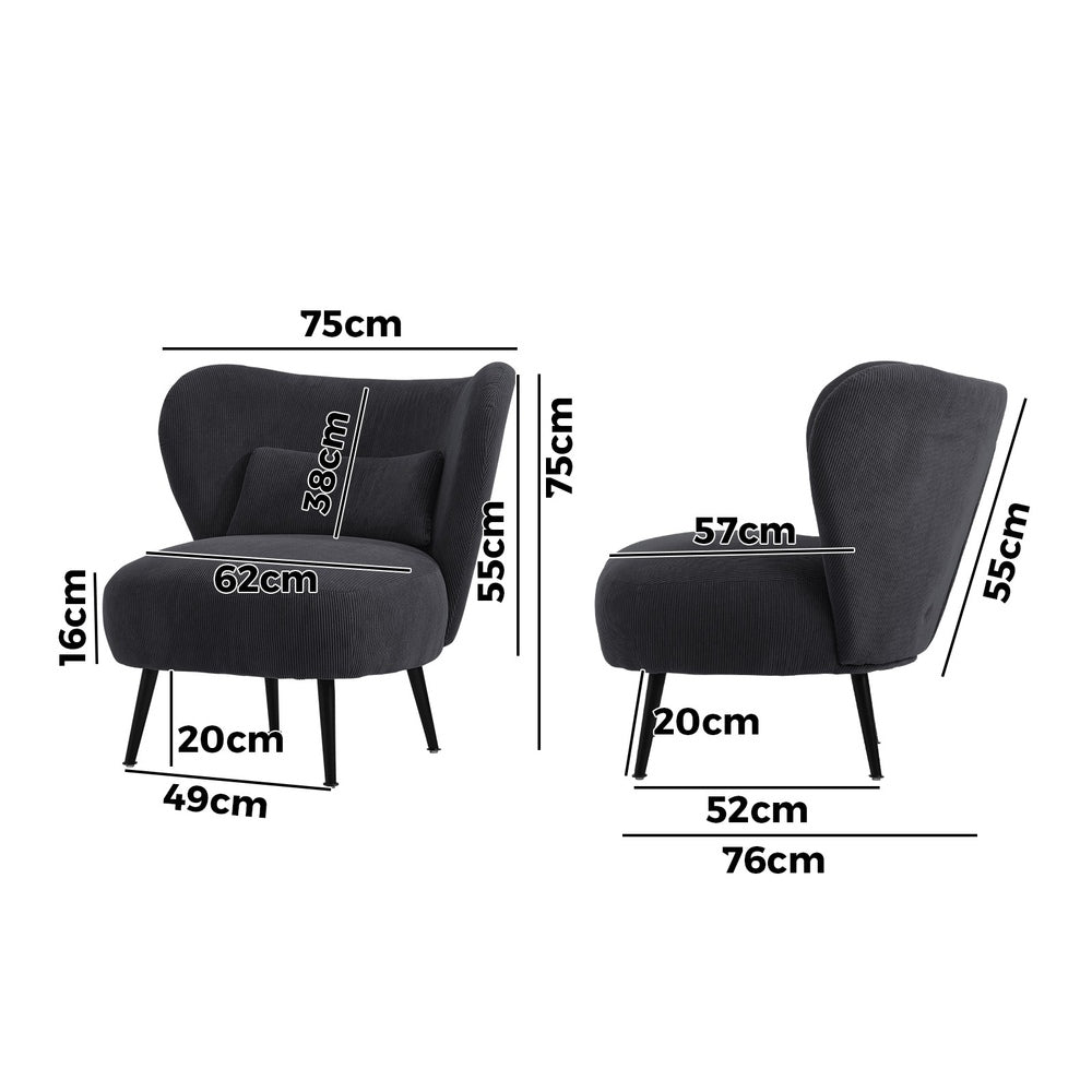 4x Armchair with Lumbar Pillow Wingback Boucle White
