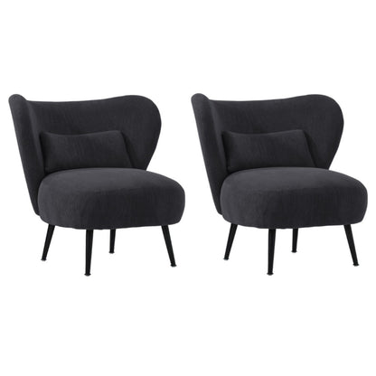 4x Armchair with Lumbar Pillow Wingback Boucle White