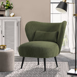 Lounge Chair with Lumbar Pillow Wingback Boucle/Velvet