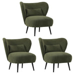 Armchair with Lumbar Pillow Wingback Velvet Green