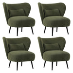 Armchair with Lumbar Pillow Wingback Velvet Green