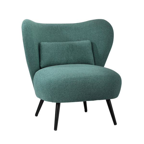  Armchair with Lumbar Pillow Wingback Polyester linen Green