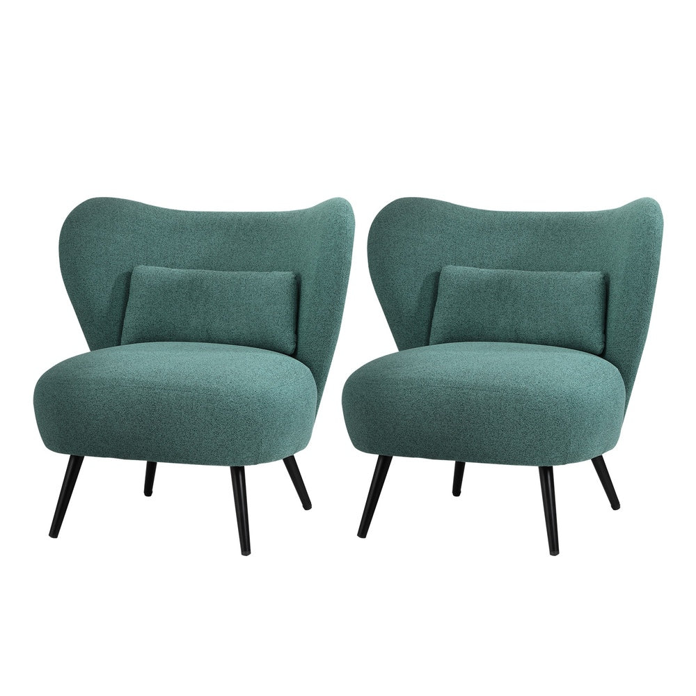 2x Rocking Armchair Nursing Sherpa Chairs with Cushions Grey/Green Set