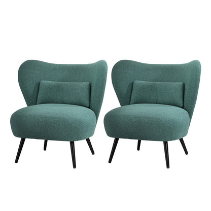 2x Rocking Armchair Nursing Sherpa Chairs with Cushions Grey/Green Set