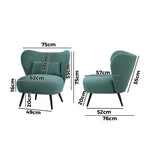 2x Rocking Armchair Nursing Sherpa Chairs with Cushions Grey/Green Set
