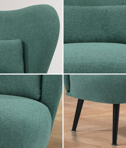 2x Rocking Armchair Nursing Sherpa Chairs with Cushions Grey/Green Set