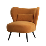 2x Armchair Lounge Chair Wingback with Lumbar Pillow Velvet Beige/Orange