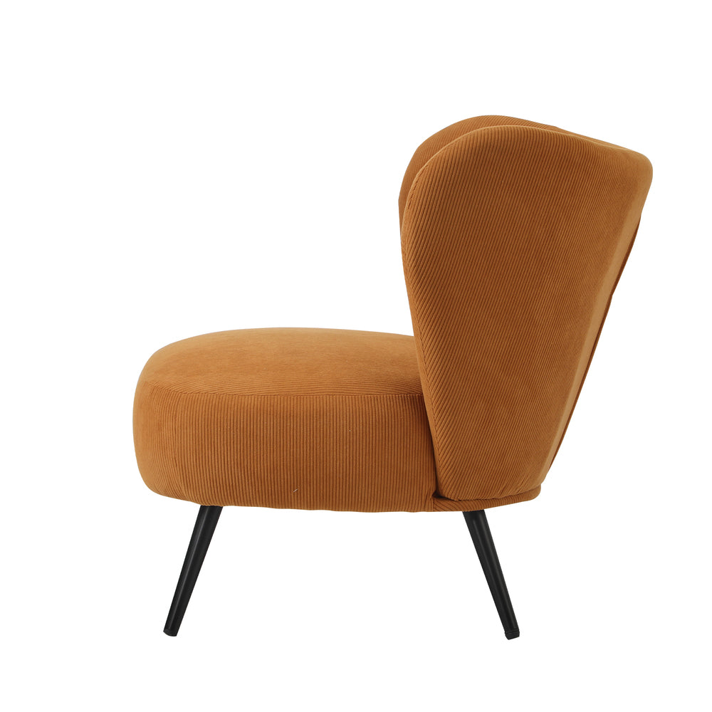 2x Armchair Lounge Chair Wingback with Lumbar Pillow Velvet Beige/Orange