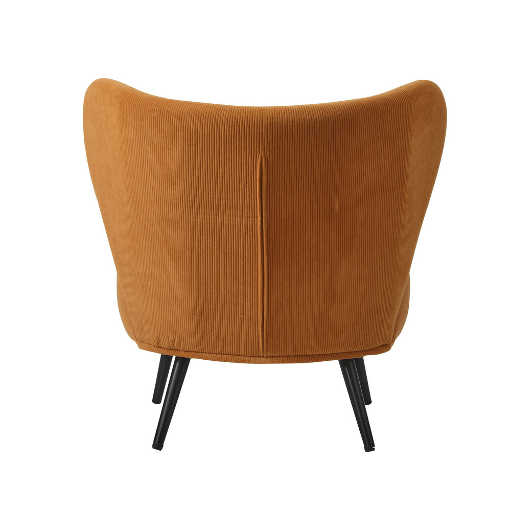 2x Armchair Lounge Chair Wingback with Lumbar Pillow Velvet Beige/Orange