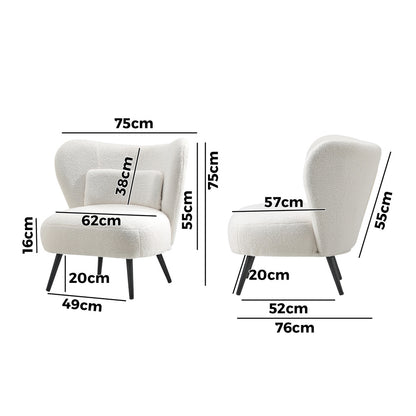 Lounge Chair with Lumbar Pillow Wingback Boucle/Velvet
