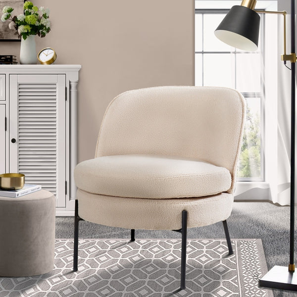  Boucle Armchair Wide Padded Seat Beige | HomeAndLiving