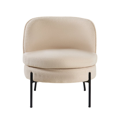 Boucle Armchair Wide Padded Seat Beige | HomeAndLiving