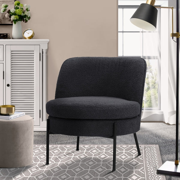  Boucle Armchair Wide Padded Charcoal | HomeAndLiving
