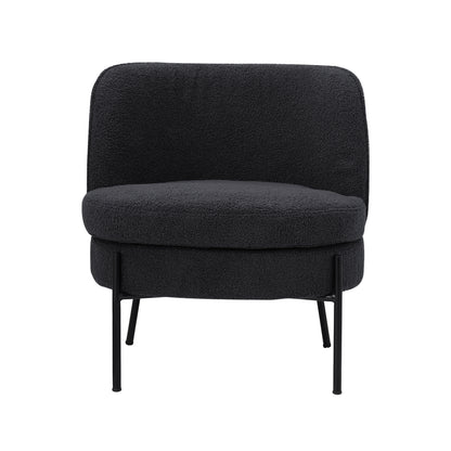 Boucle Armchair Wide Padded Charcoal | HomeAndLiving