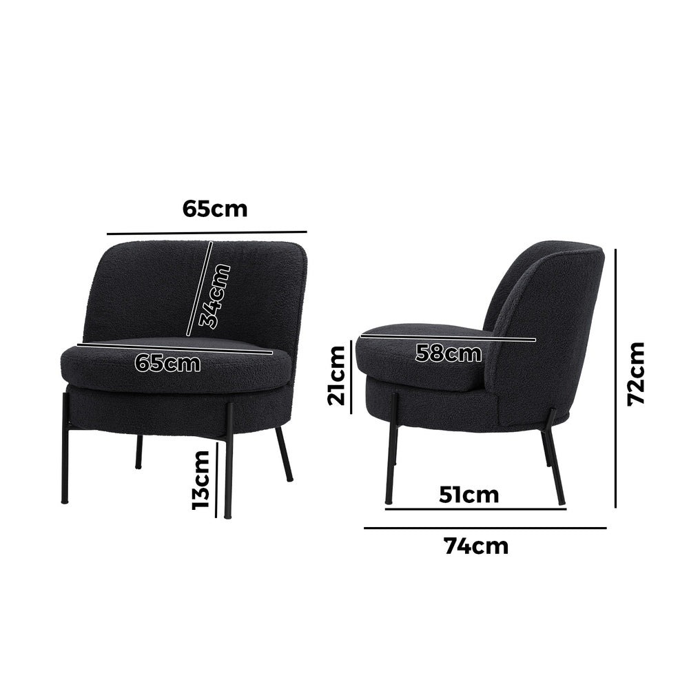 Boucle Armchair Wide Padded Charcoal | HomeAndLiving