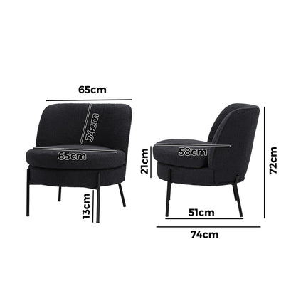 Boucle Armchair Wide Padded Charcoal | HomeAndLiving