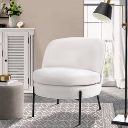 Boucle Armchair Wide Padded Seat White | HomeAndLiving