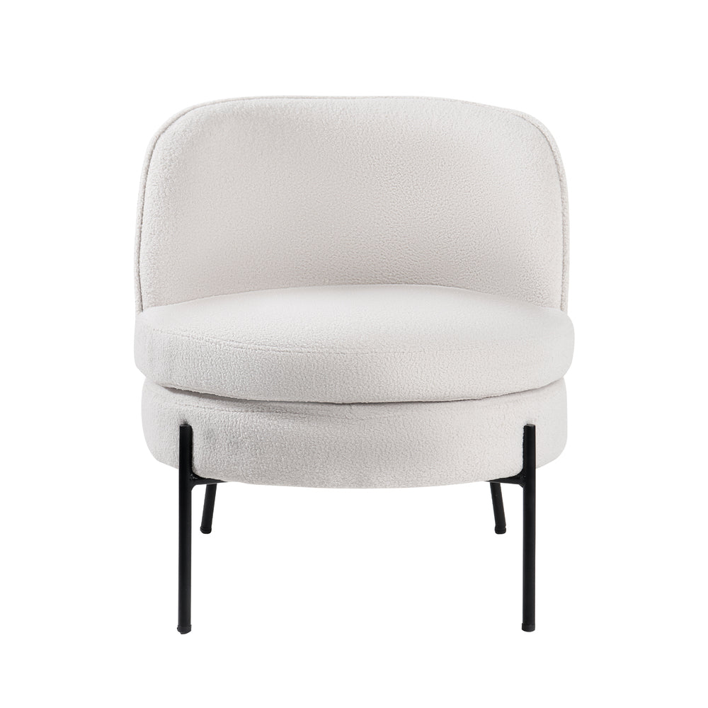 Boucle Armchair Wide Padded Seat White | HomeAndLiving