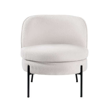 Boucle Armchair Wide Padded Seat White | HomeAndLiving
