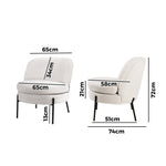 Boucle Armchair Wide Padded Seat White | HomeAndLiving