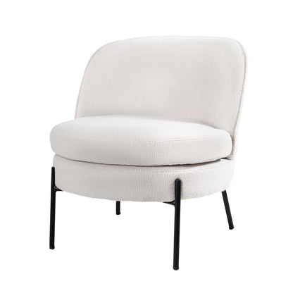 Boucle Armchair Wide Padded Seat White | HomeAndLiving