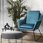 Armchair Velvet Accent Chairs Tub Chair Sofa Lounge Upholstered Blue