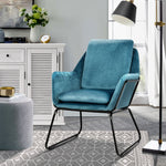 Armchair Velvet Accent Chairs Tub Chair Sofa Lounge Upholstered Blue