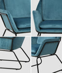 Armchair Velvet Accent Chairs Tub Chair Sofa Lounge Upholstered Blue