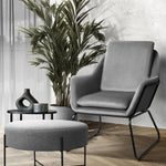 Armchair Velvet Accent Chairs Tub Chair Sofa Lounge Upholstered Grey