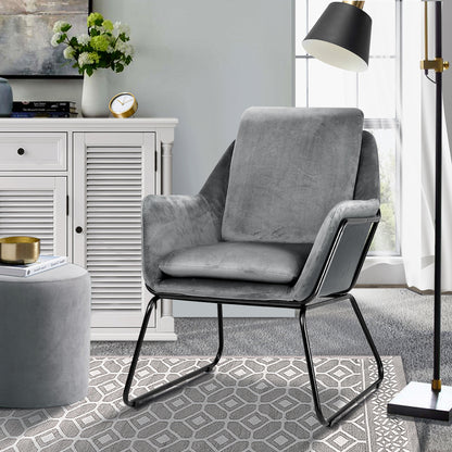 Armchair Velvet Accent Chairs Tub Chair Sofa Lounge Upholstered Grey