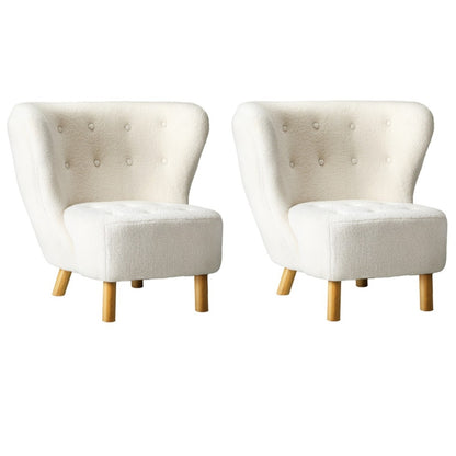 2x Armchair Highback Lounge Couches Sofa Sherpa White
