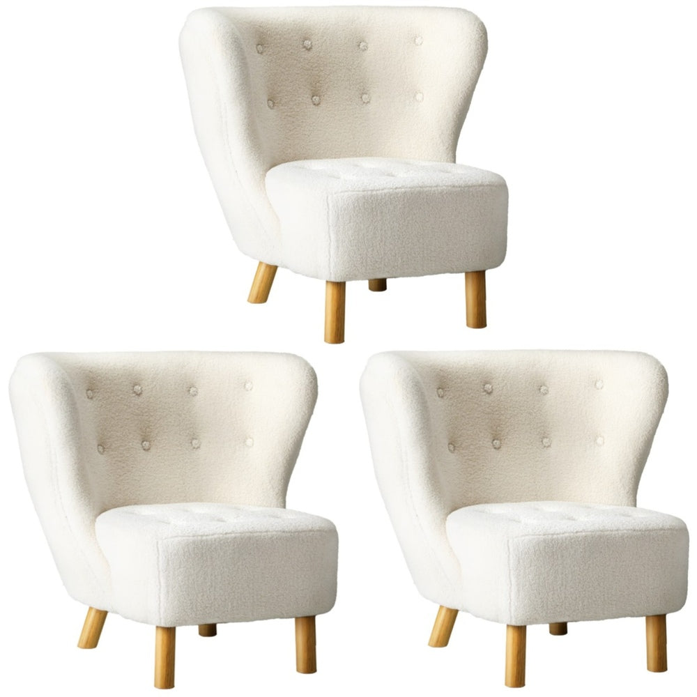3x Armchair Highback Lounge Couches Sofa Sherpa White