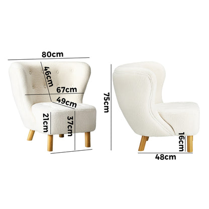 4x Armchair Highback Lounge Couches Sofa Sherpa White