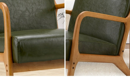 Armchair Lounge Chair Couches Sofa Wood PU Green