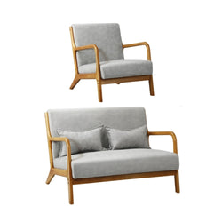 2PCS Armchair Lounge set 1/2 Seater 2 Pillows Fabric Grey