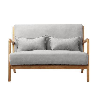 2PCS Armchair Lounge set 1/2 Seater 2 Pillows Fabric Grey