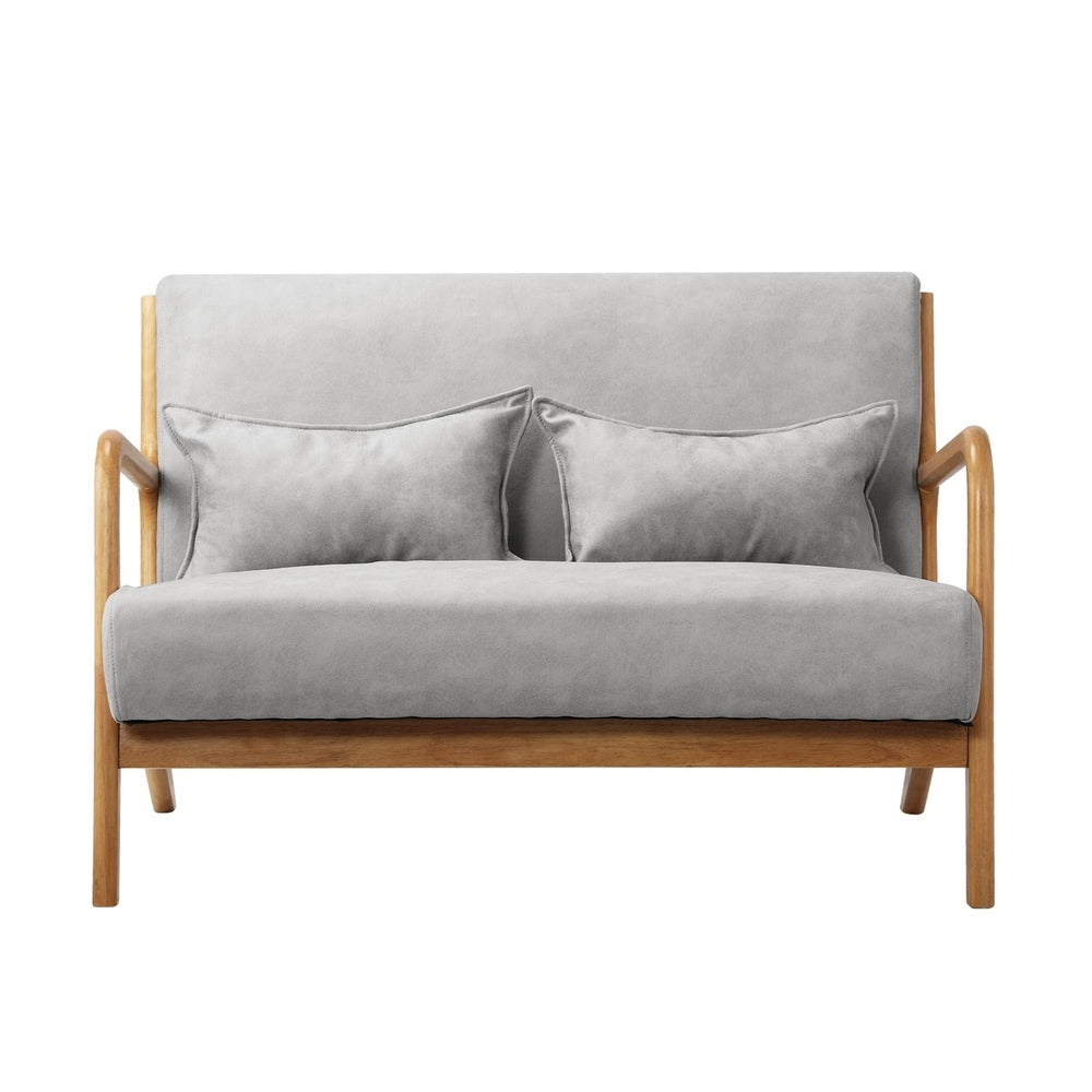 3PCS Armchair Lounge set 1/2 Seater 2 Pillows Fabric Grey