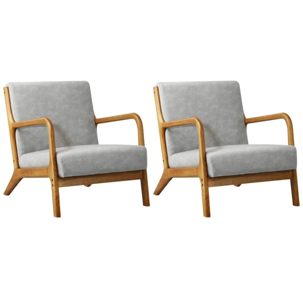 2X Armchair Lounge Chair Couches Sofa Wood Light Grey