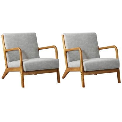 2X Armchair Lounge Chair Couches Sofa Wood Light Grey