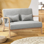 2-Seater Armchair Sofa in Grey Fabric with Cushions for Living Room