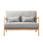 2-Seater Armchair Sofa in Grey Fabric with Cushions for Living Room