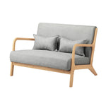 2-Seater Armchair Sofa in Grey Fabric with Cushions for Living Room
