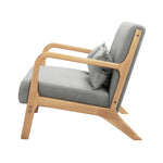 2-Seater Armchair Sofa in Grey Fabric with Cushions for Living Room