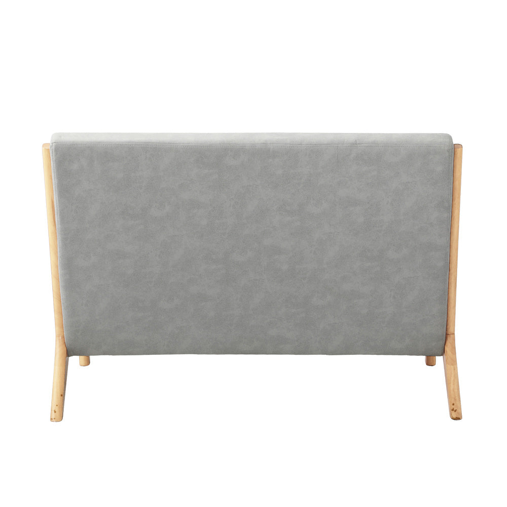2-Seater Armchair Sofa in Grey Fabric with Cushions for Living Room