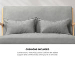2-Seater Armchair Sofa in Grey Fabric with Cushions for Living Room