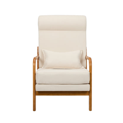 Linen Fabric Armchair Lounge Chair with Lumbar Pillow Beige & Green