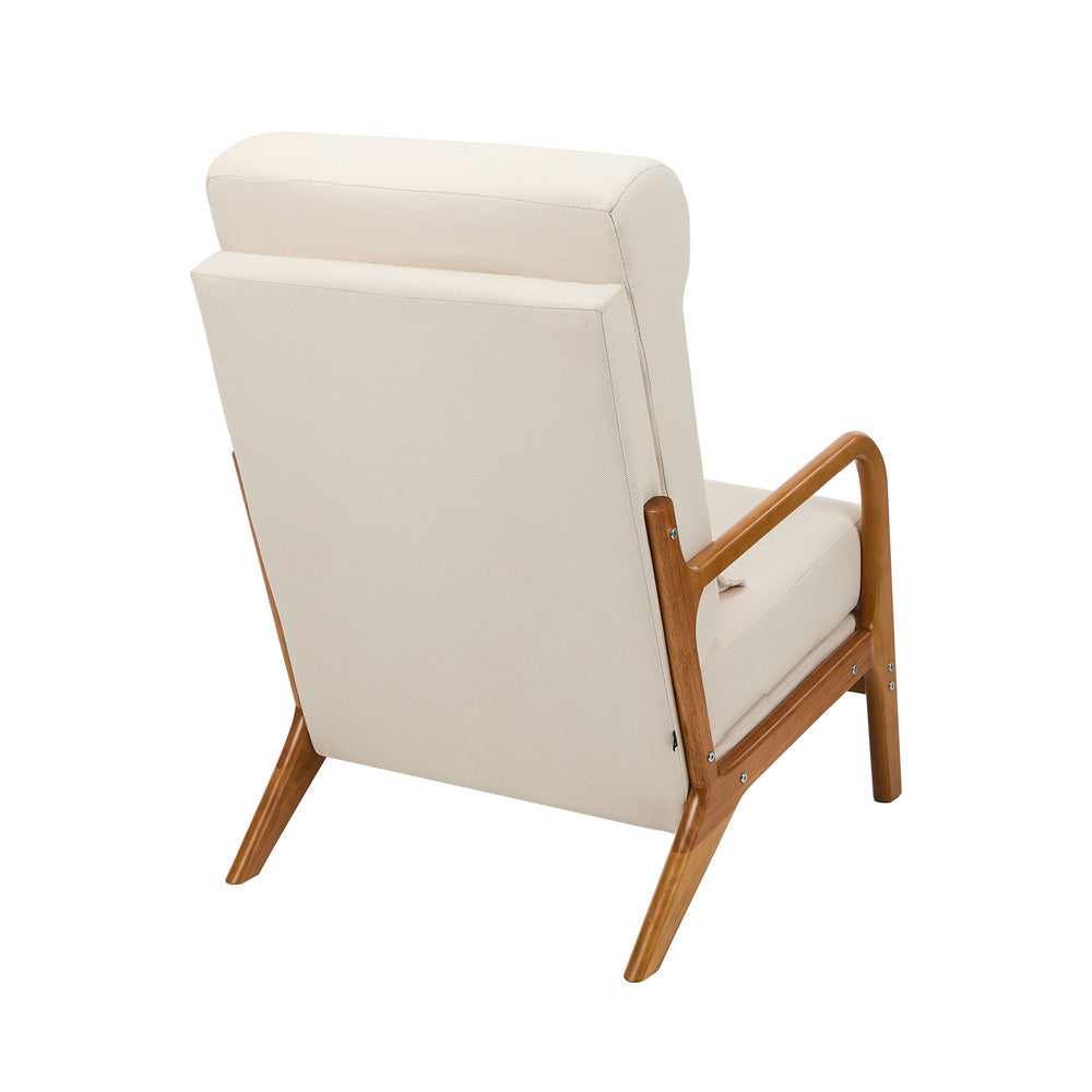 Linen Fabric Armchair Lounge Chair with Lumbar Pillow Beige & Green