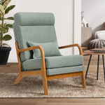 Linen Fabric Armchair Lounge Chair with Lumbar Pillow Beige & Green