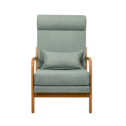 2x Linen Fabric Armchair Lounge Chair With Lumbar Pillow Green/Beige Upholstered Seating