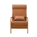 Armchair PU Leather Lounge Chair with Lumbar Pillow - Brown